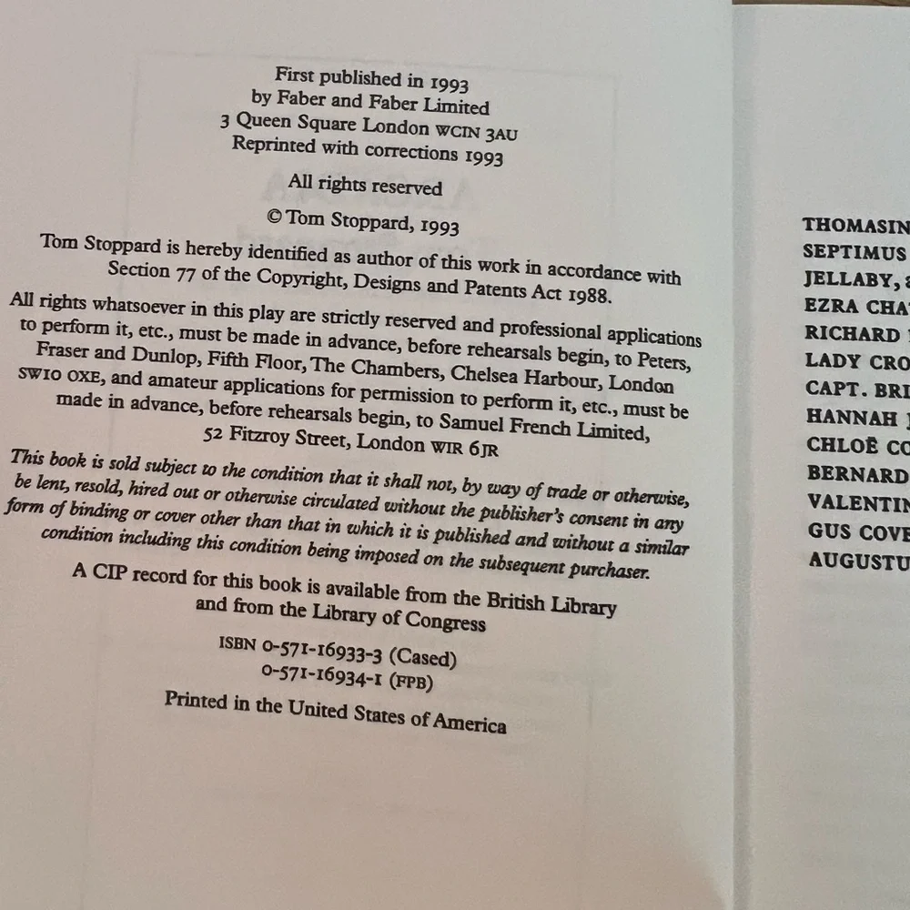 3 for $15: Tom Stoppard’s Arcadia Paperback - Picture 4 of 7